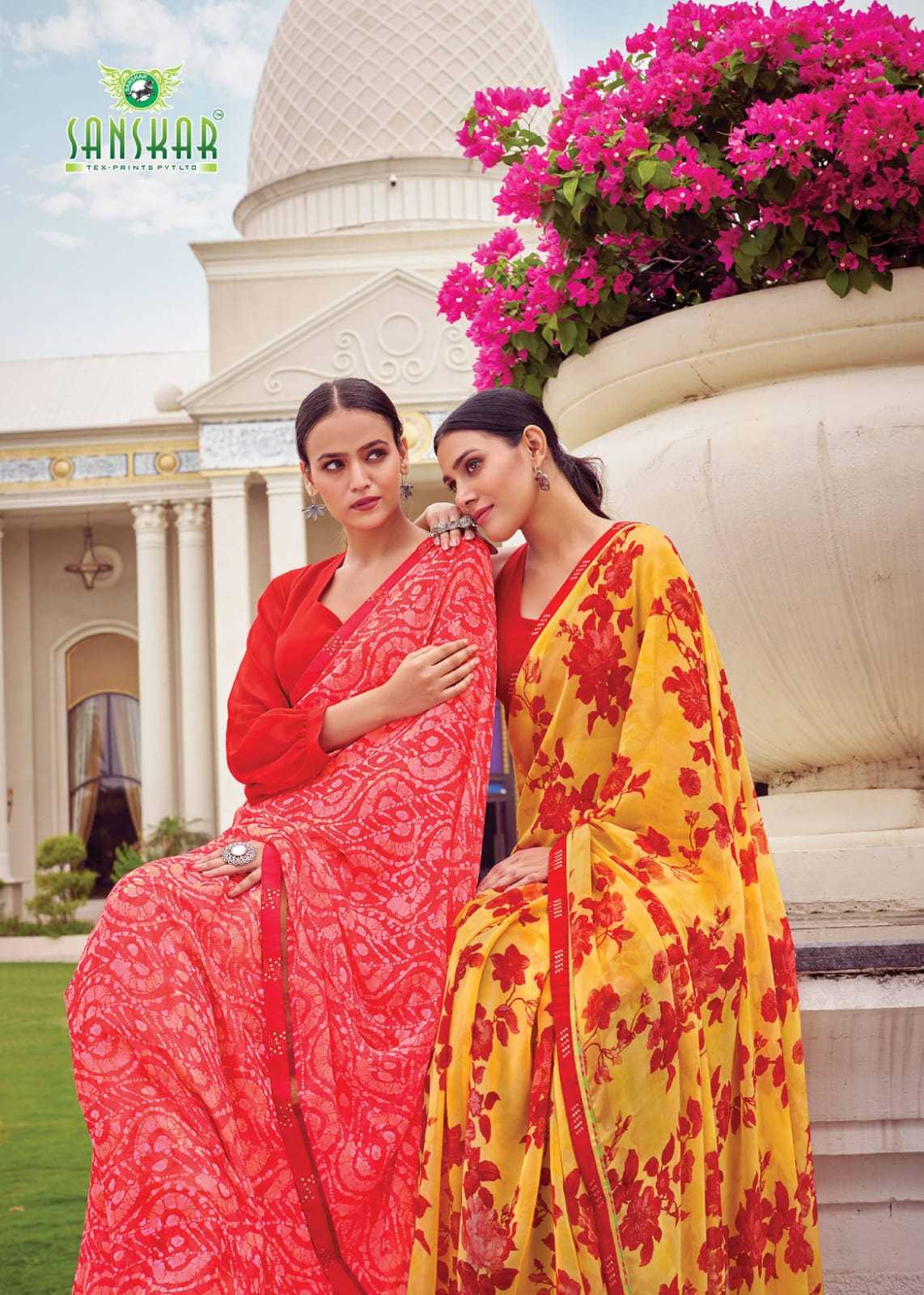 sanskar tex prints leela vol 2 bember georgette colour print saree