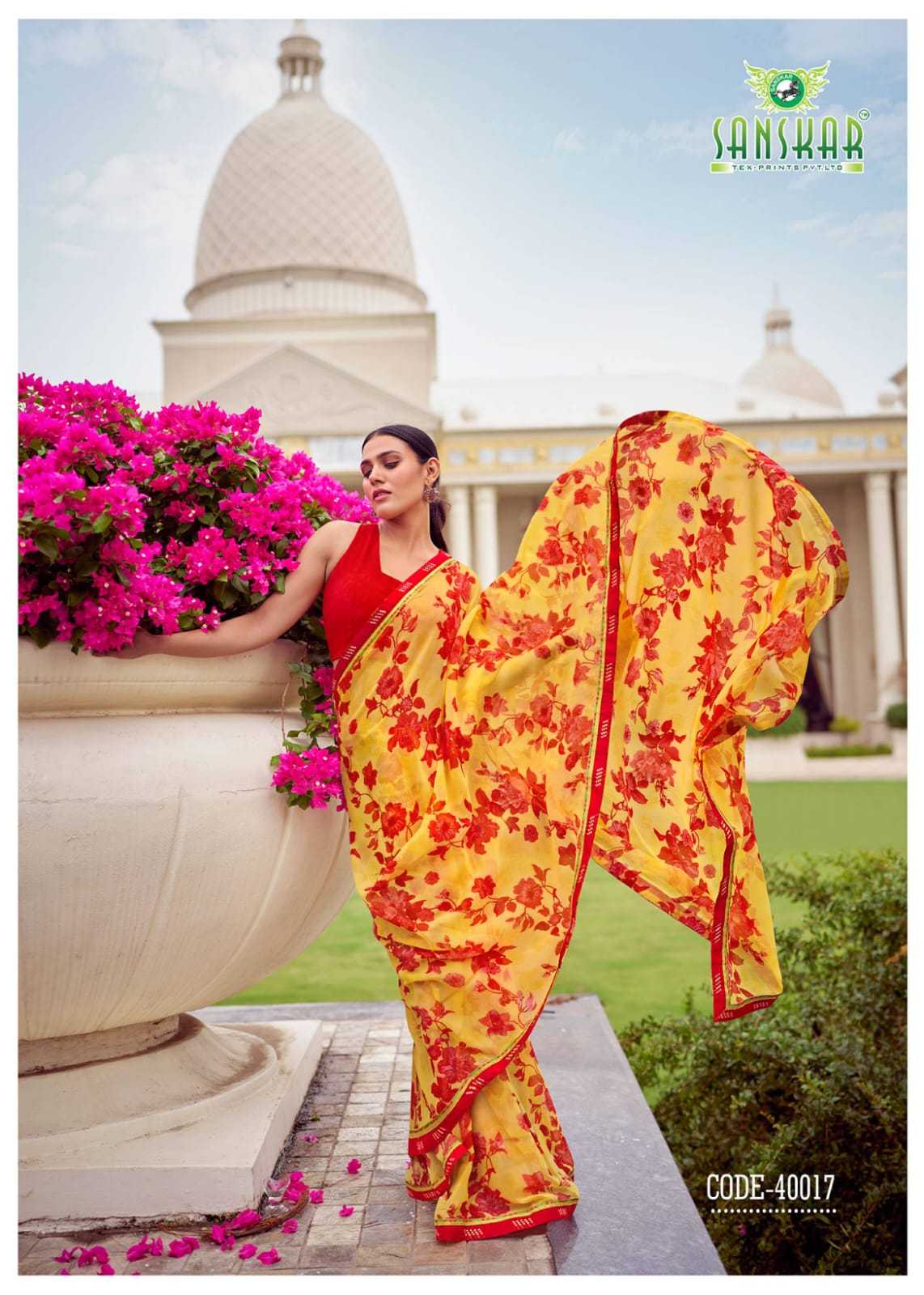 sanskar tex prints leela vol 2 bember georgette colour print saree