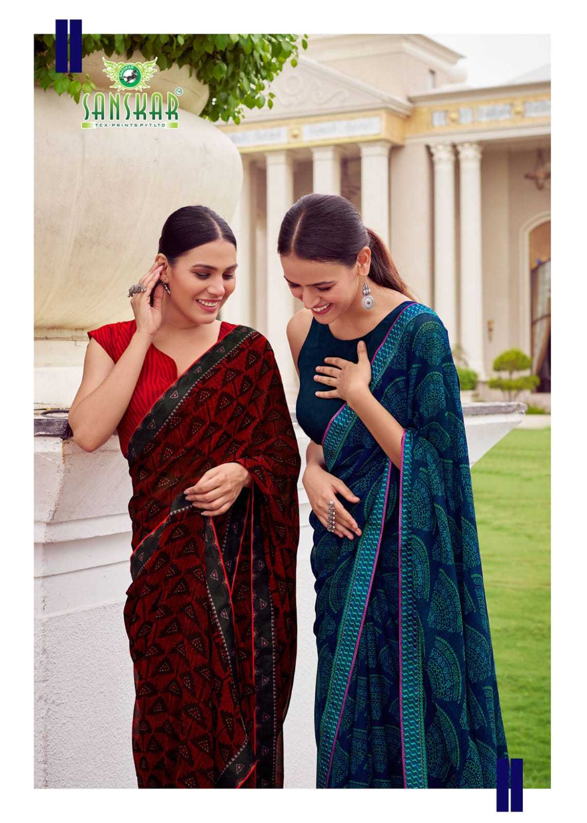 sanskar tex prints leela vol 2 bember georgette colour print saree