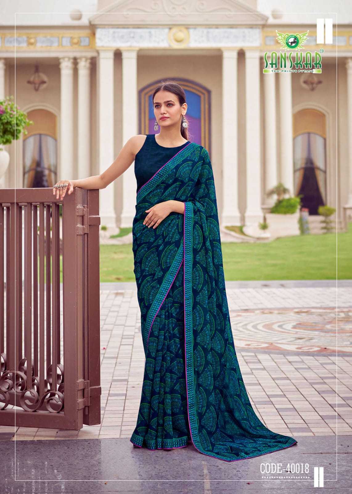 sanskar tex prints leela vol 2 bember georgette colour print saree