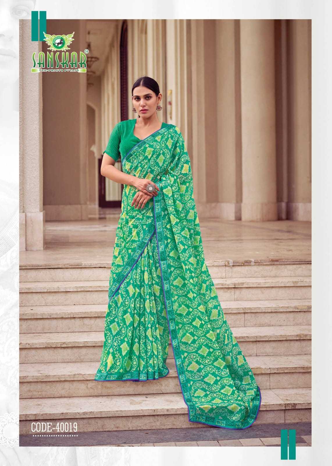 sanskar tex prints leela vol 2 bember georgette colour print saree