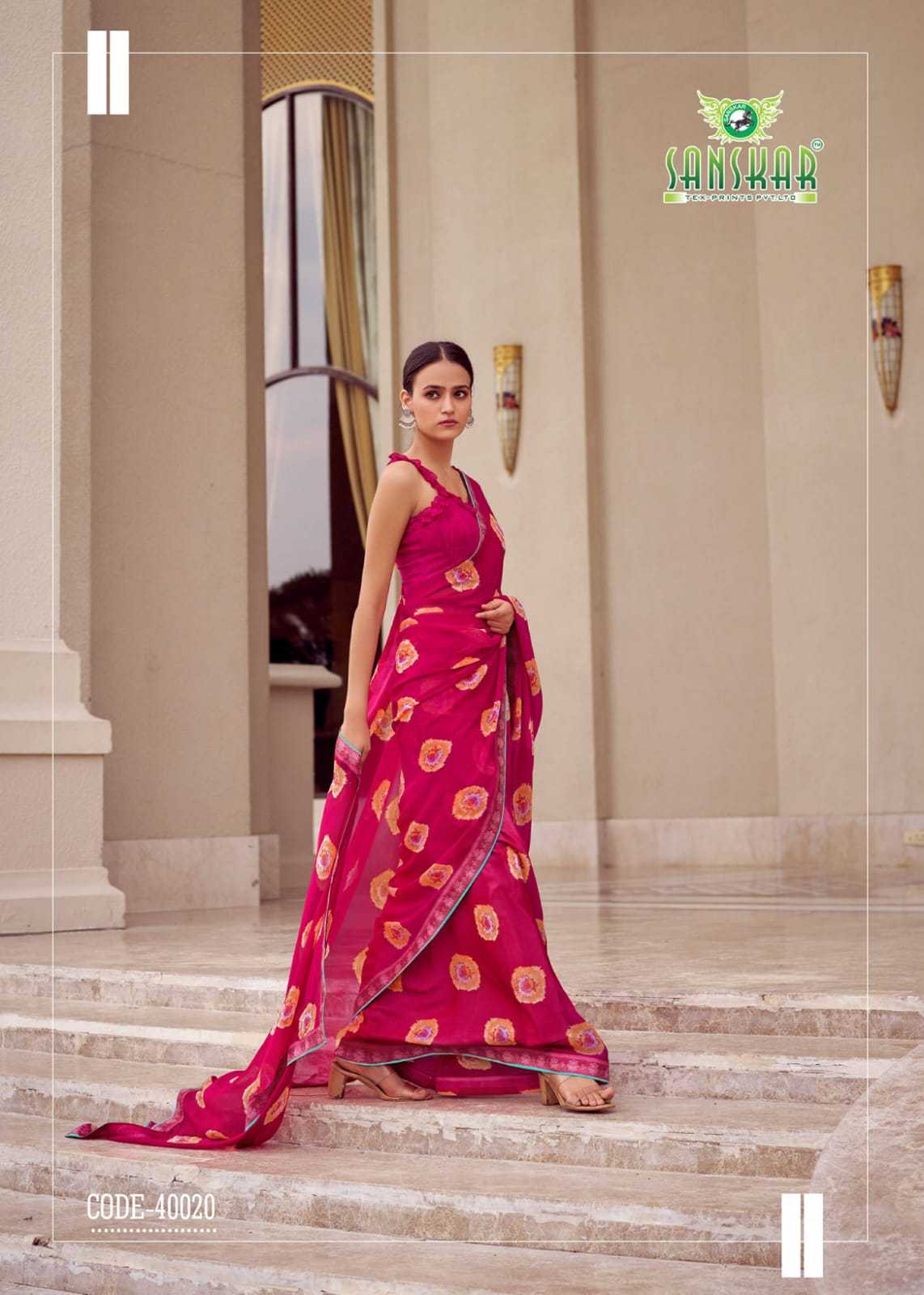 sanskar tex prints leela vol 2 bember georgette colour print saree