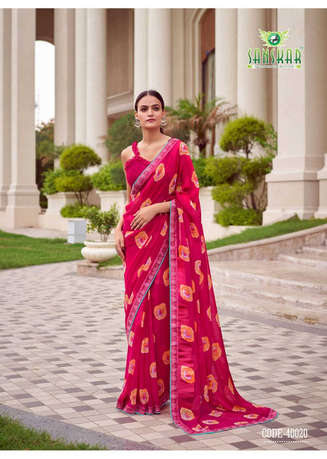 sanskar tex prints leela vol 2 bember georgette colour print saree