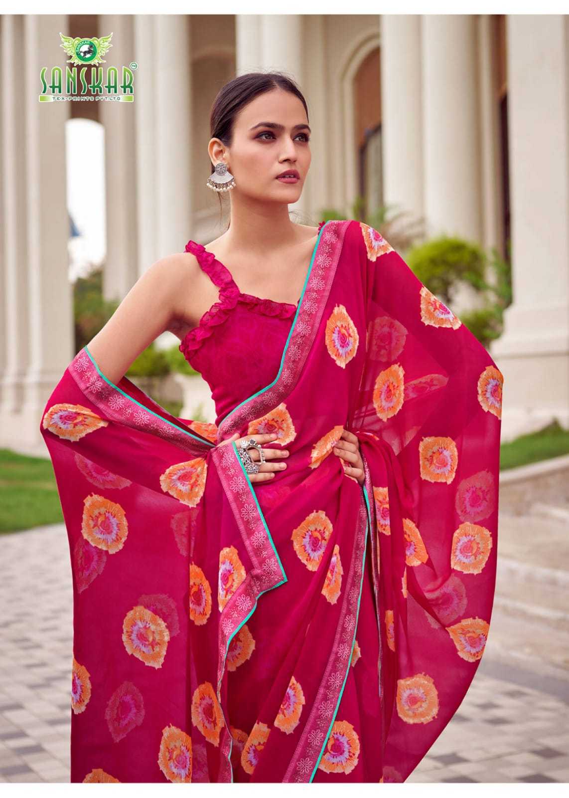 sanskar tex prints leela vol 2 bember georgette colour print saree