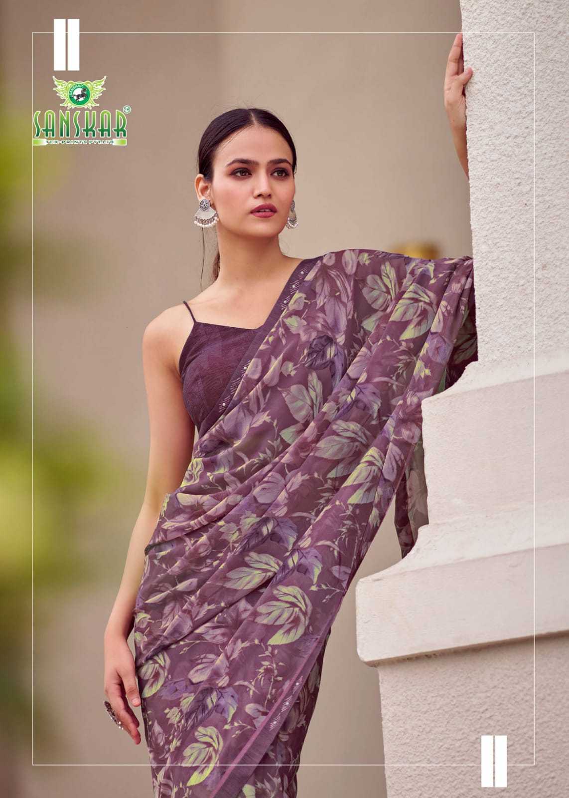 sanskar tex prints leela vol 2 bember georgette colour print saree