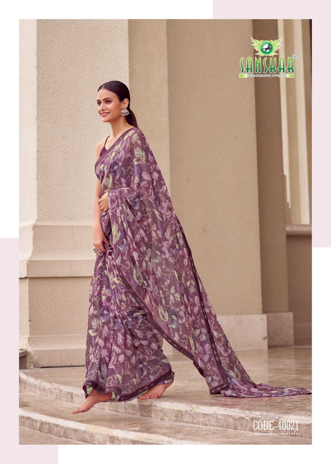 sanskar tex prints leela vol 2 bember georgette colour print saree