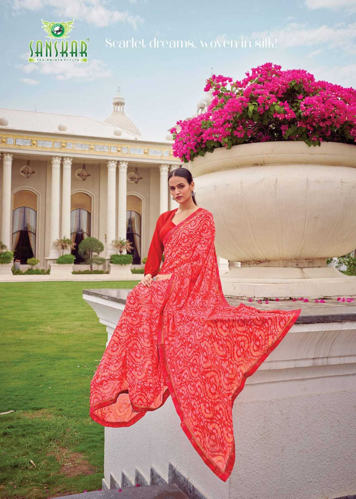 sanskar tex prints leela vol 2 bember georgette colour print saree