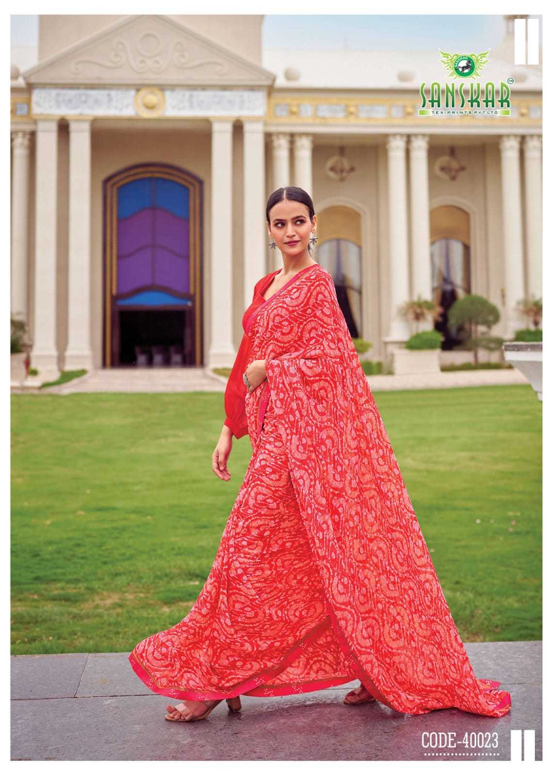 sanskar tex prints leela vol 2 bember georgette colour print saree