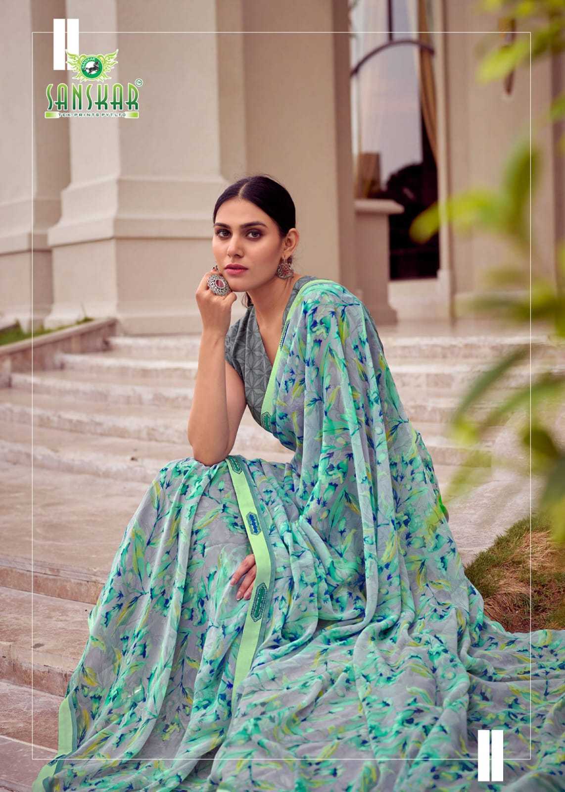 sanskar tex prints leela vol 2 bember georgette colour print saree