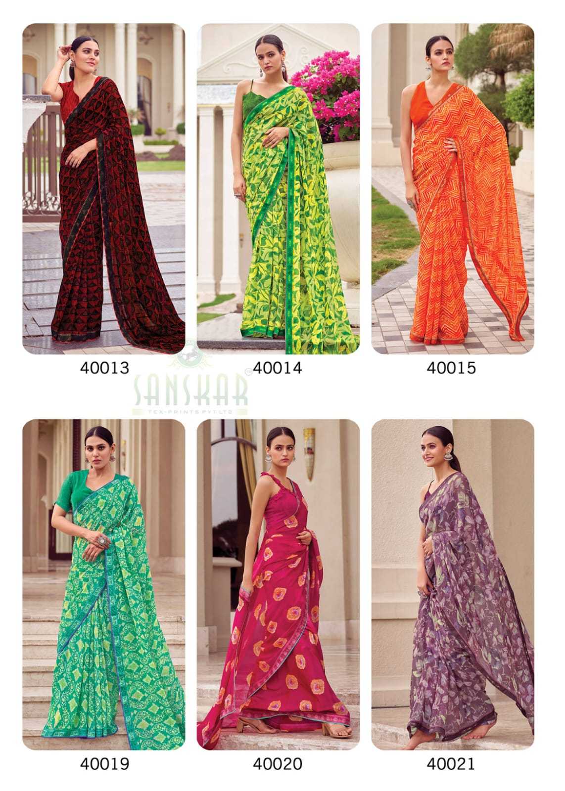 sanskar tex prints leela vol 2 bember georgette colour print saree