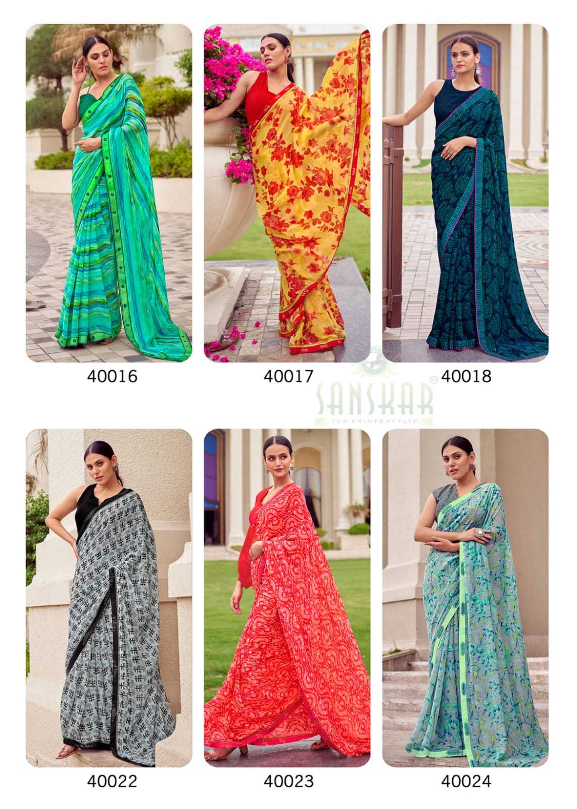 sanskar tex prints leela vol 2 bember georgette colour print saree
