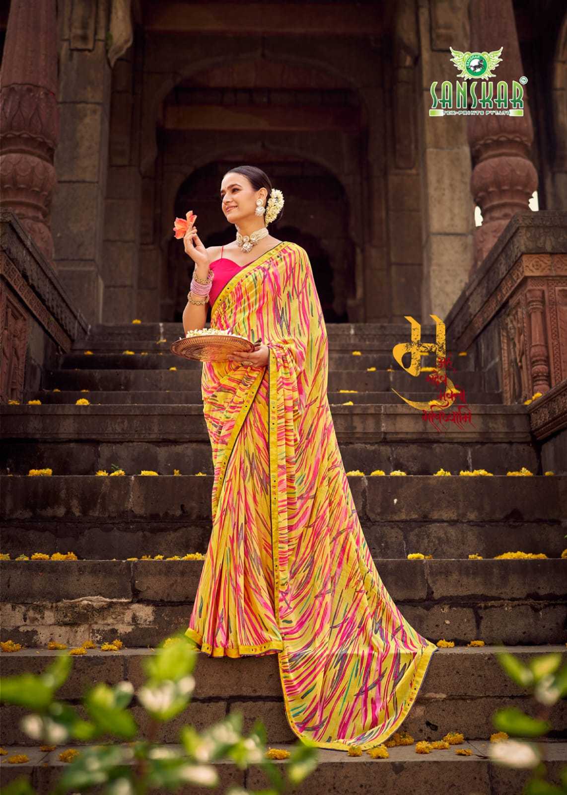 sahelee se baaten by sanskar tex colourful weightless saree online