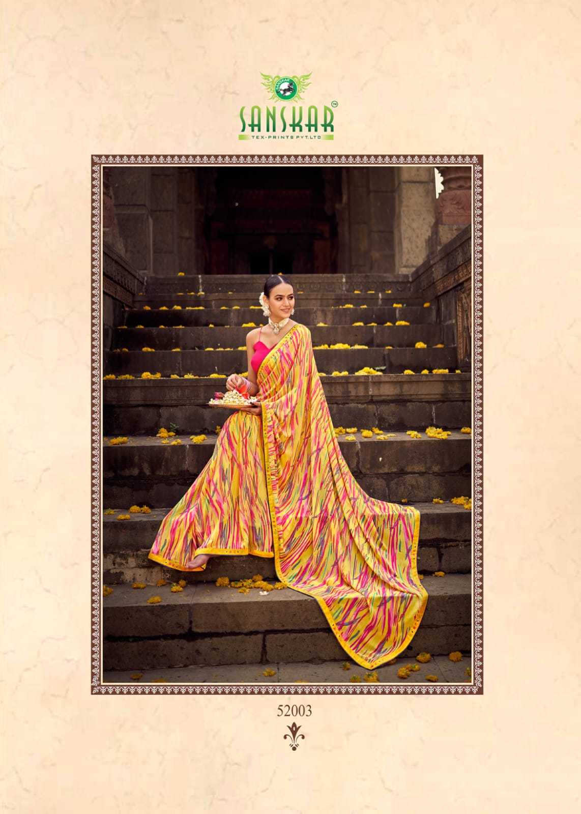 sahelee se baaten by sanskar tex colourful weightless saree online