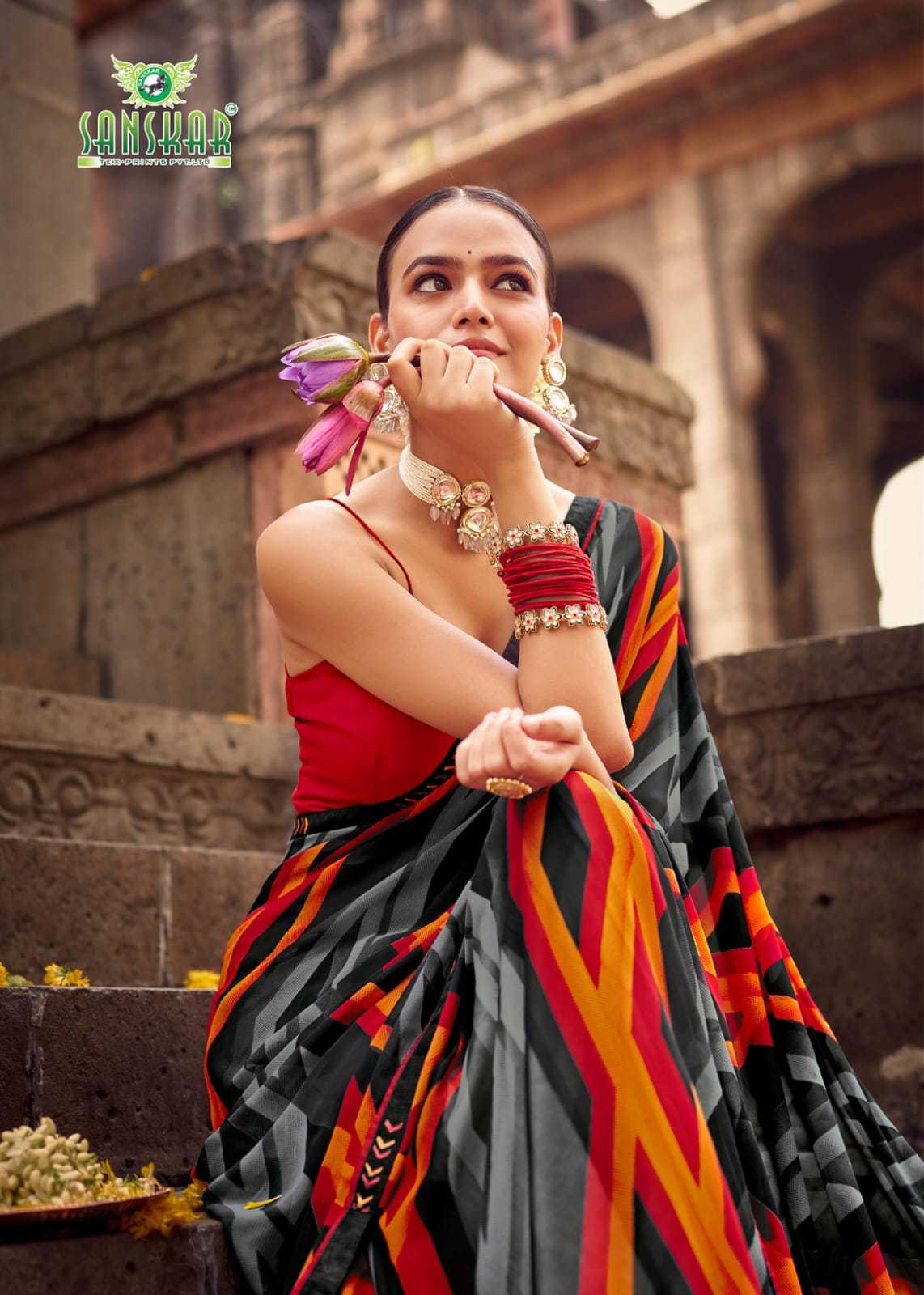 sahelee se baaten by sanskar tex colourful weightless saree online