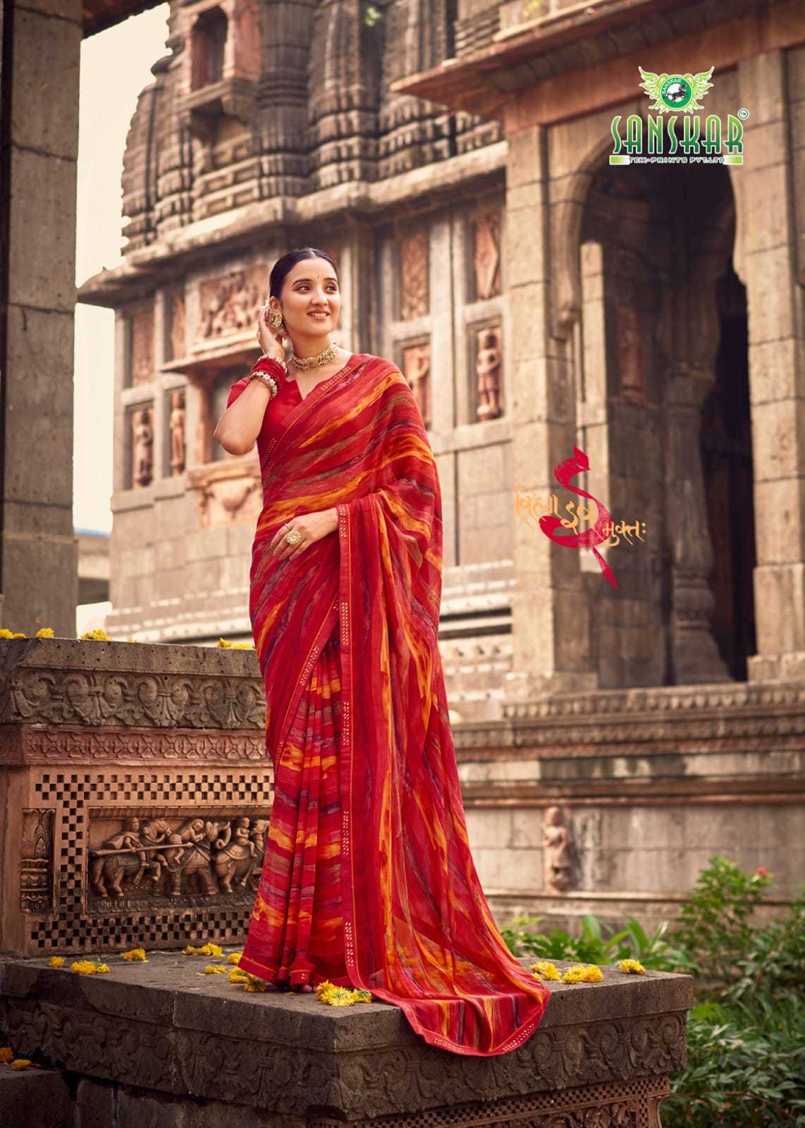 sahelee se baaten by sanskar tex colourful weightless saree online