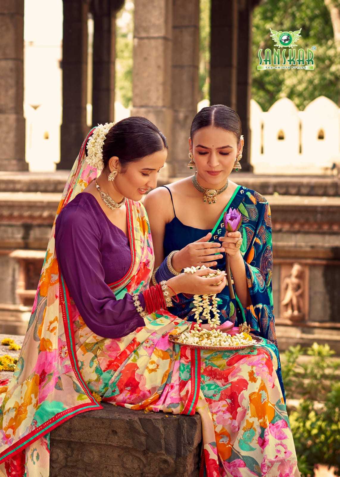 sahelee se baaten by sanskar tex colourful weightless saree online