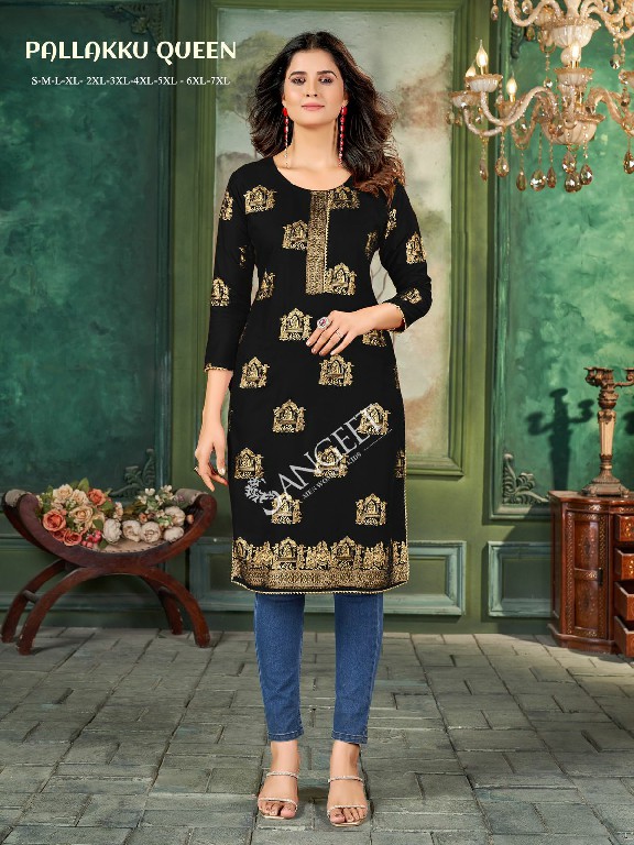 Sangeet pallakku queen regular wear rayon khadi print full stitch big size long kurtis