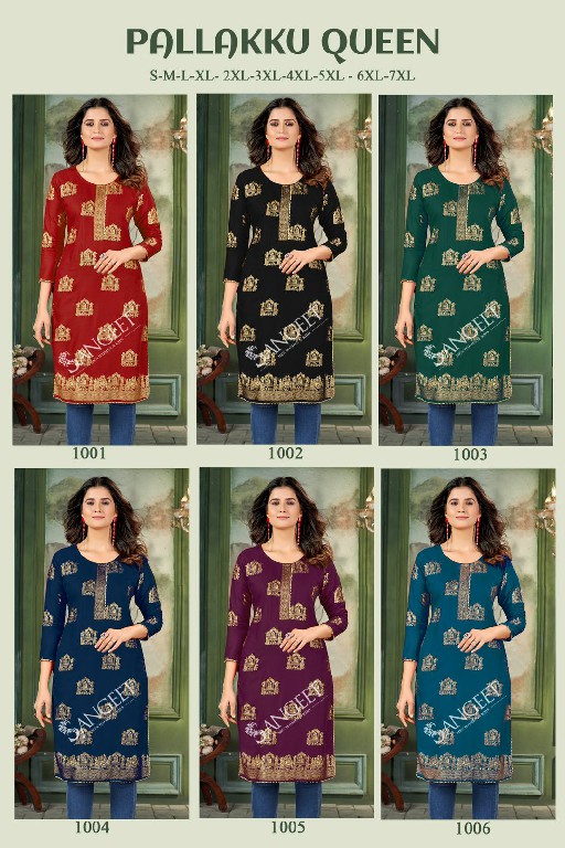 Sangeet pallakku queen regular wear rayon khadi print full stitch big size long kurtis