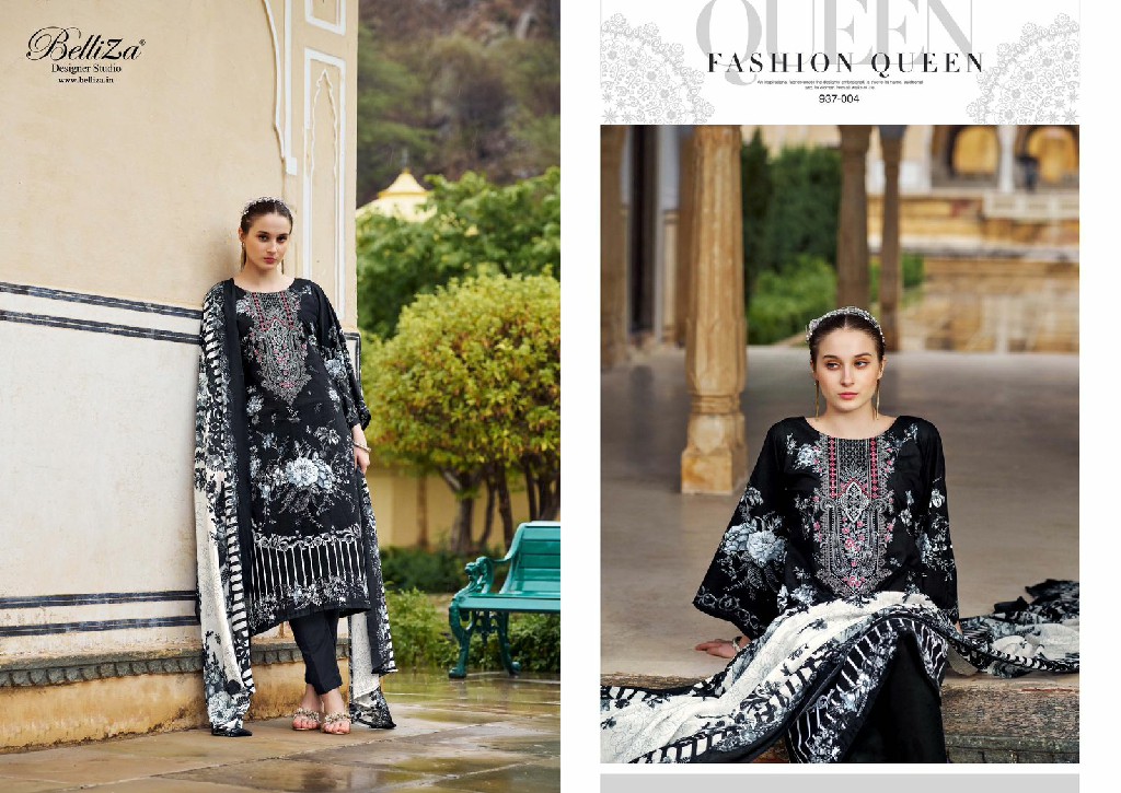 belliza designer naira black and white 3rd edition cotton pakistani suits