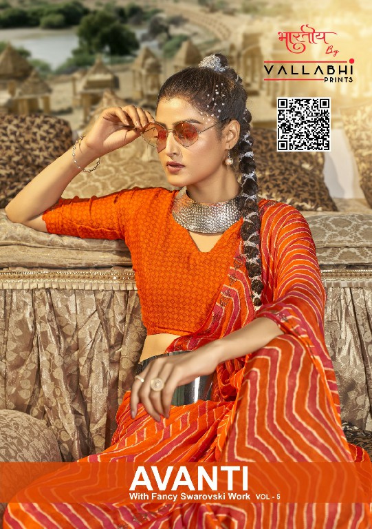 vallabhi prints avanti vol 5 georgette swaroski work saree online