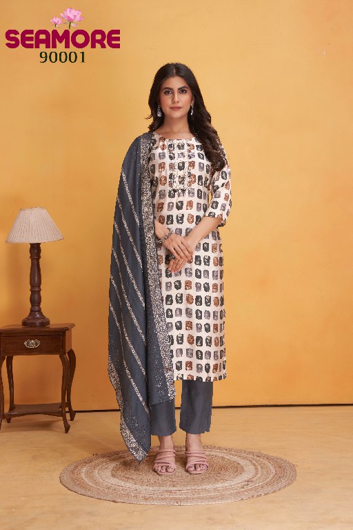 Seamore Peacock Wholesale Woman Kurti With Pant And Dupatta