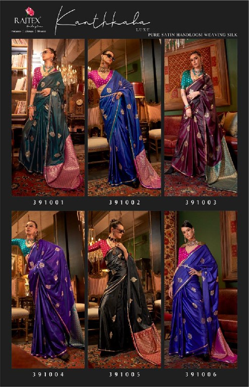 Rajtex Kanthkala Luxe Wholesale Pure Satin Handloom Weaving Function Wear Sarees