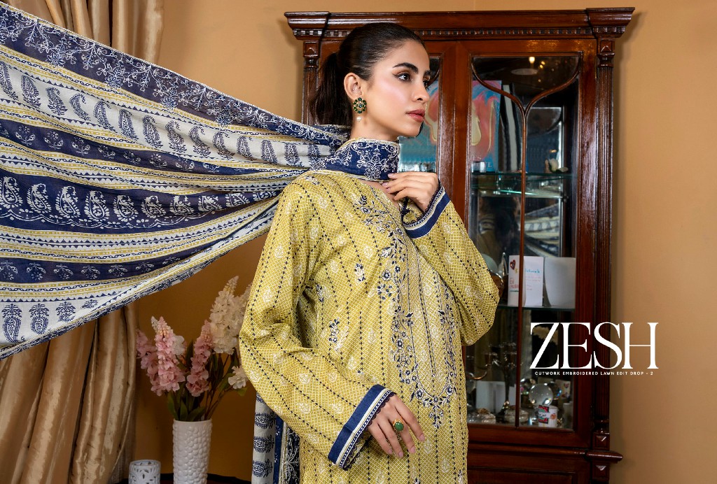 Zesh Cutwork Embroidered Lawn Edit Drop Vol-2 Wholesale Pakistani Suits