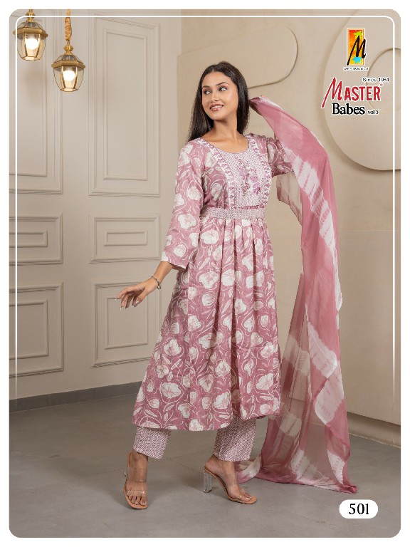 Master Babes Vol-5 Wholesale Capsule Print With Belt Readymade Suits