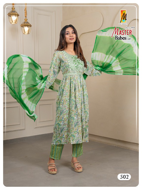Master Babes Vol-5 Wholesale Capsule Print With Belt Readymade Suits