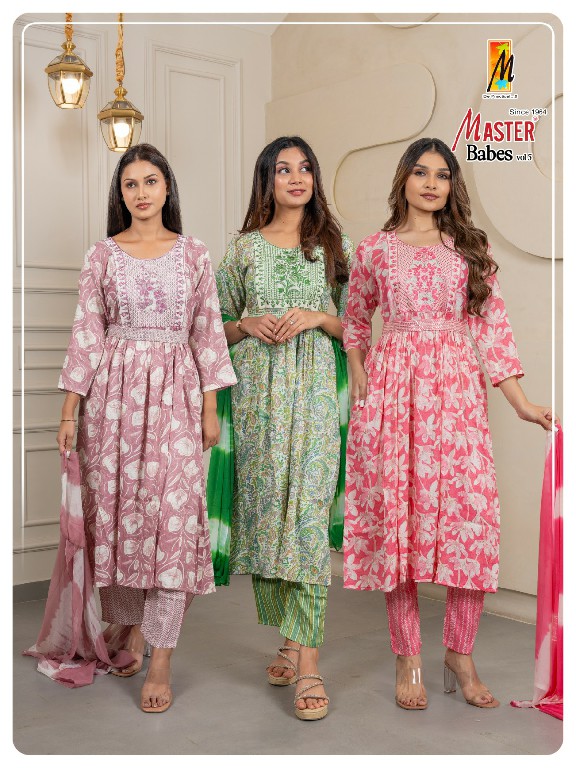 Master Babes Vol-5 Wholesale Capsule Print With Belt Readymade Suits