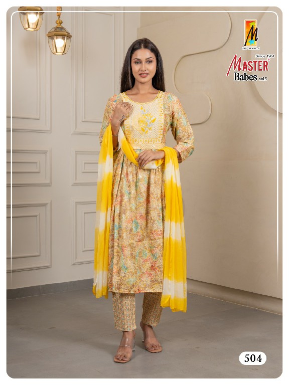 Master Babes Vol-5 Wholesale Capsule Print With Belt Readymade Suits