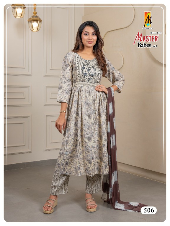 Master Babes Vol-5 Wholesale Capsule Print With Belt Readymade Suits