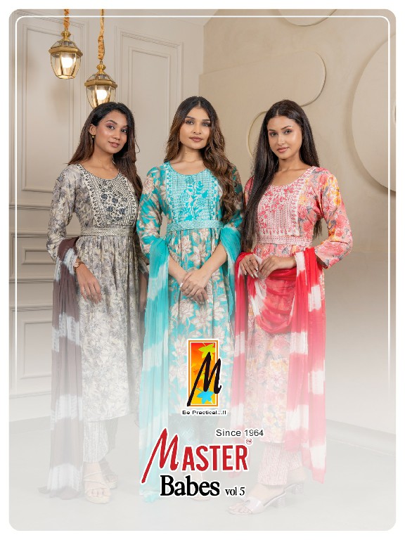 Master Babes Vol-5 Wholesale Capsule Print With Belt Readymade Suits