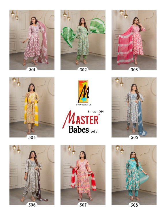 Master Babes Vol-5 Wholesale Capsule Print With Belt Readymade Suits
