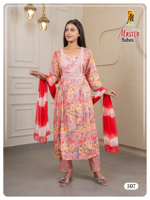 Master Babes Vol-5 Wholesale Capsule Print With Belt Readymade Suits