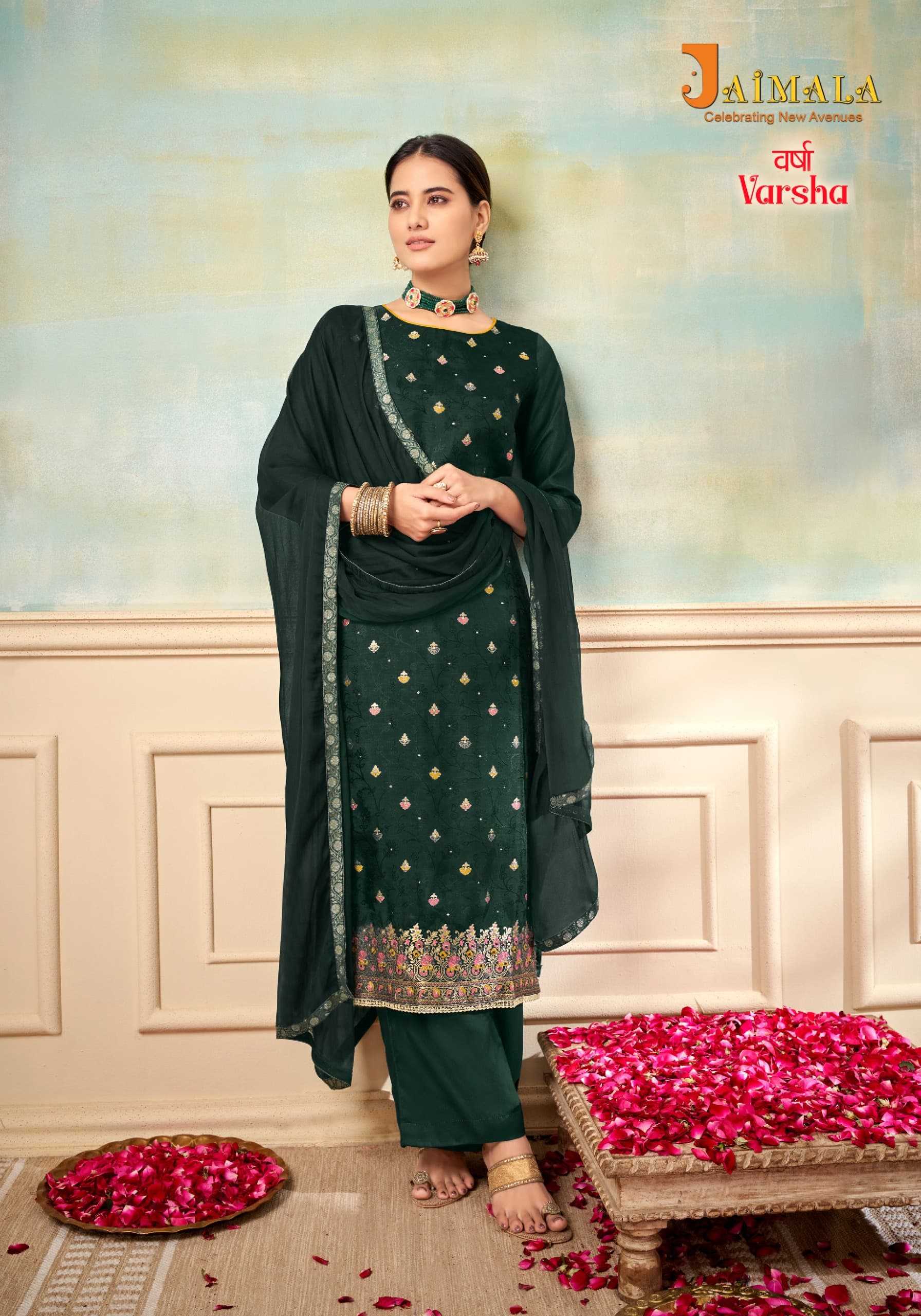 varsha by jaimala alok hit design jacquard modern pakistani dress material