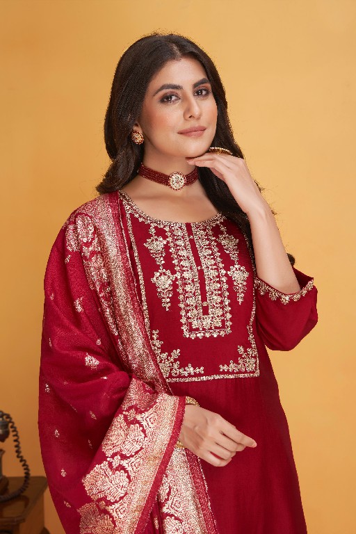 dulhan by seamore readymade big size roman silk kurti pant with dupatta