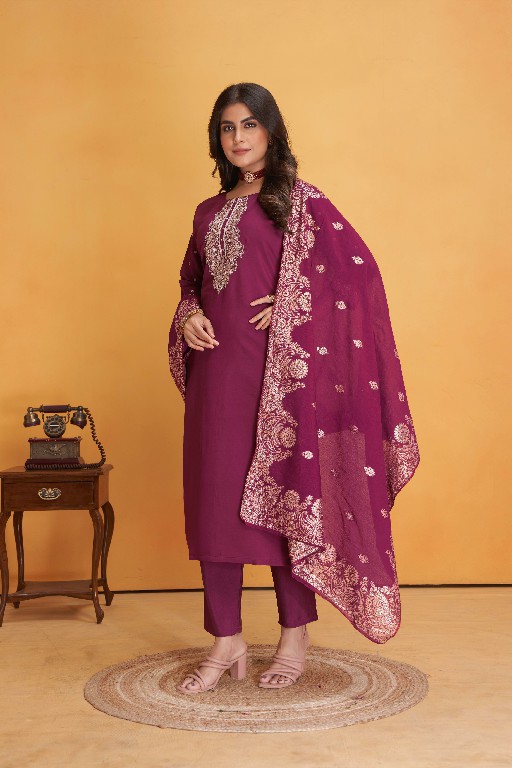dulhan by seamore readymade big size roman silk kurti pant with dupatta