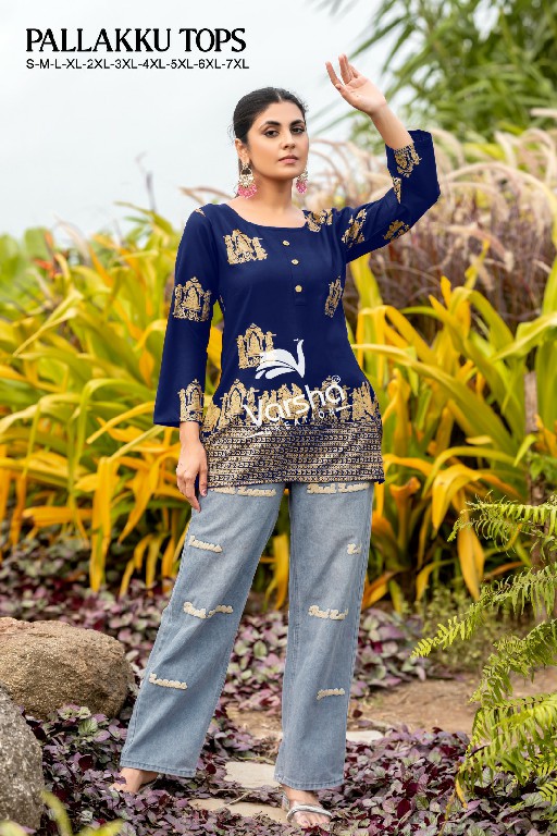 Varsha Creation Pallakku Tops Wholesale Reyon Print Short Tops