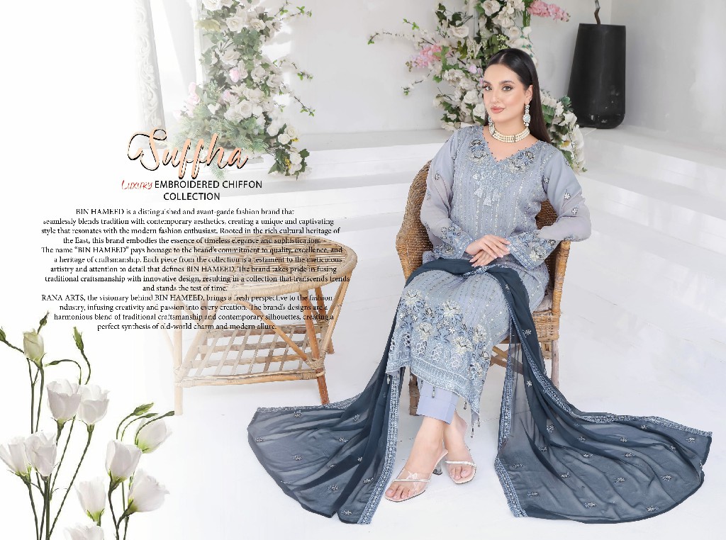 Bin Hameed By Rana Arts Suffha Luxury Embroidered Chiffon Collection
