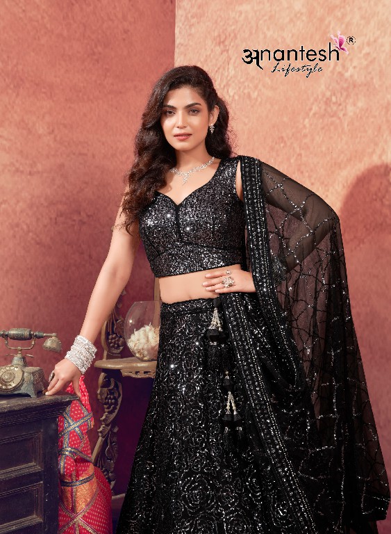 women in black by anantesh lifestyle classic look readymade net lehenga choli