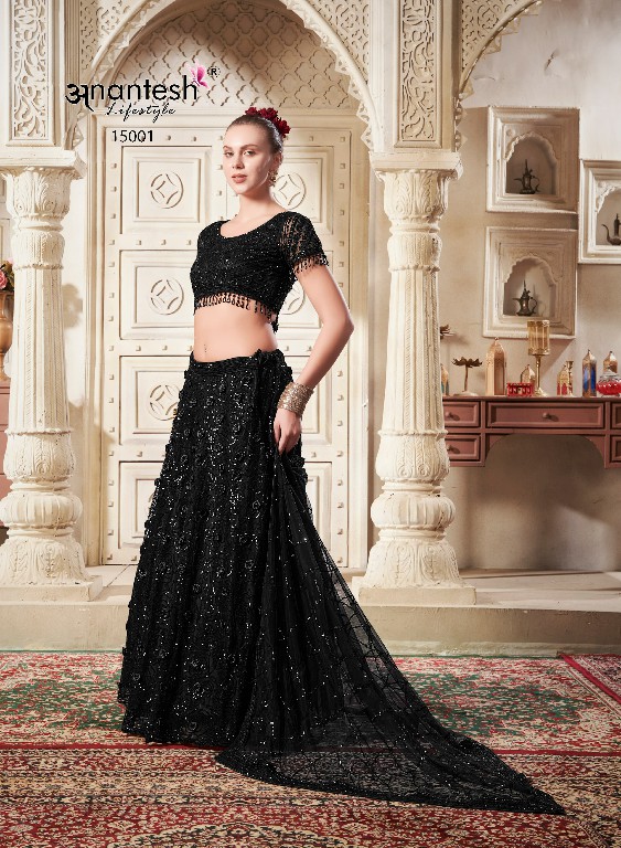 women in black by anantesh lifestyle classic look readymade net lehenga choli