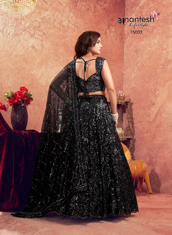 women in black by anantesh lifestyle classic look readymade net lehenga choli