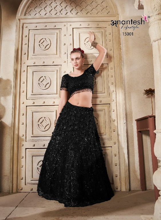 women in black by anantesh lifestyle classic look readymade net lehenga choli