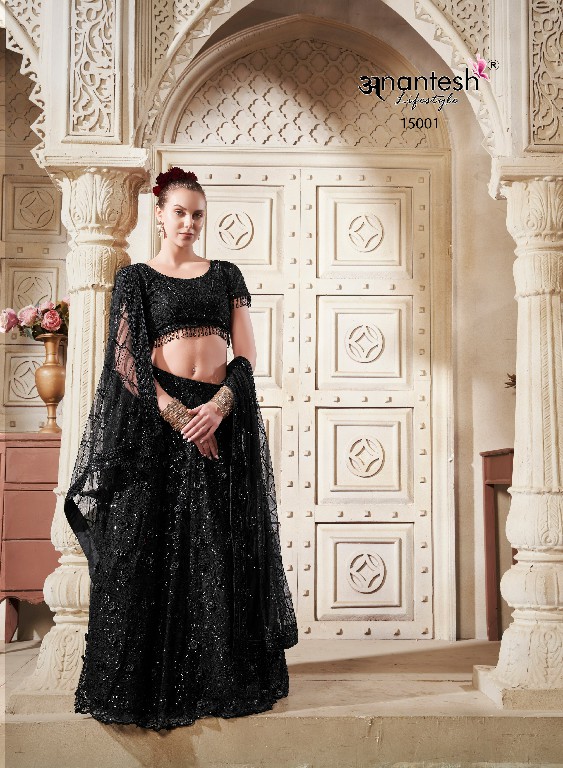 women in black by anantesh lifestyle classic look readymade net lehenga choli