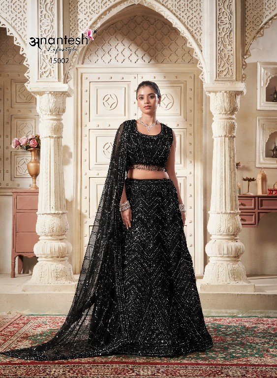 women in black by anantesh lifestyle classic look readymade net lehenga choli