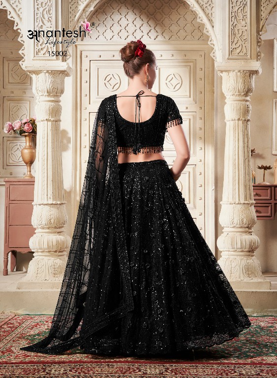 women in black by anantesh lifestyle classic look readymade net lehenga choli