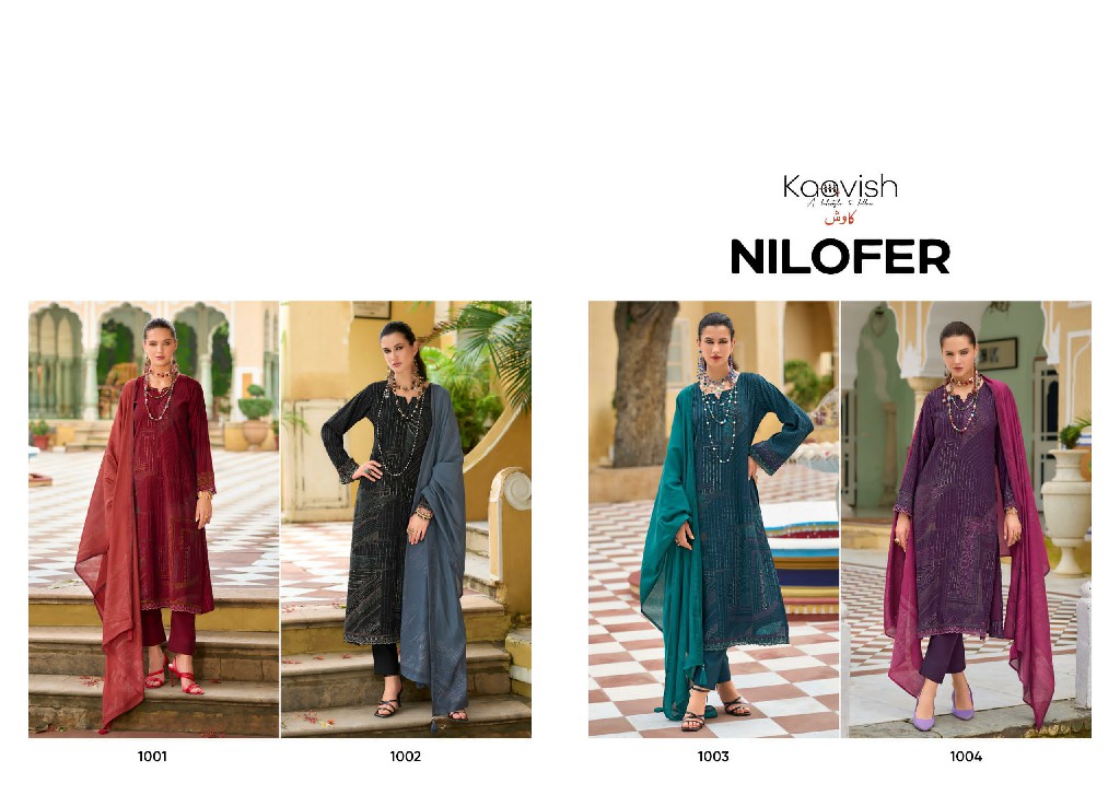 nilofer by kaavish unique colours viscose muslin dress material