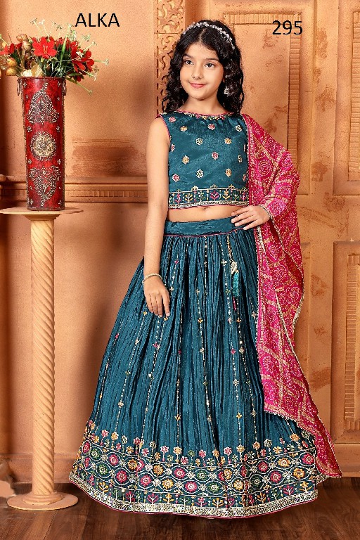 Alka aaradhna vol 45 thread sequence work readymade kids lehenga