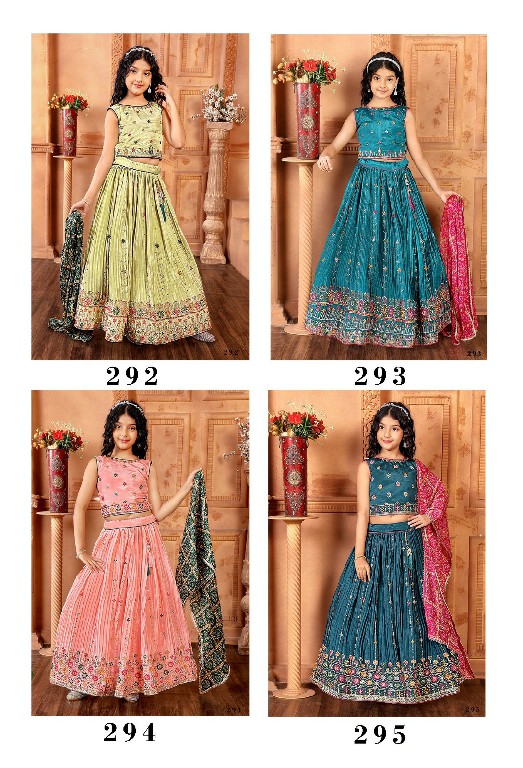 Alka aaradhna vol 45 thread sequence work readymade kids lehenga